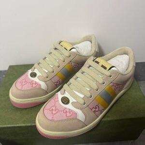Gucci Women's Sneakers in Pink, Yellow, and Cream